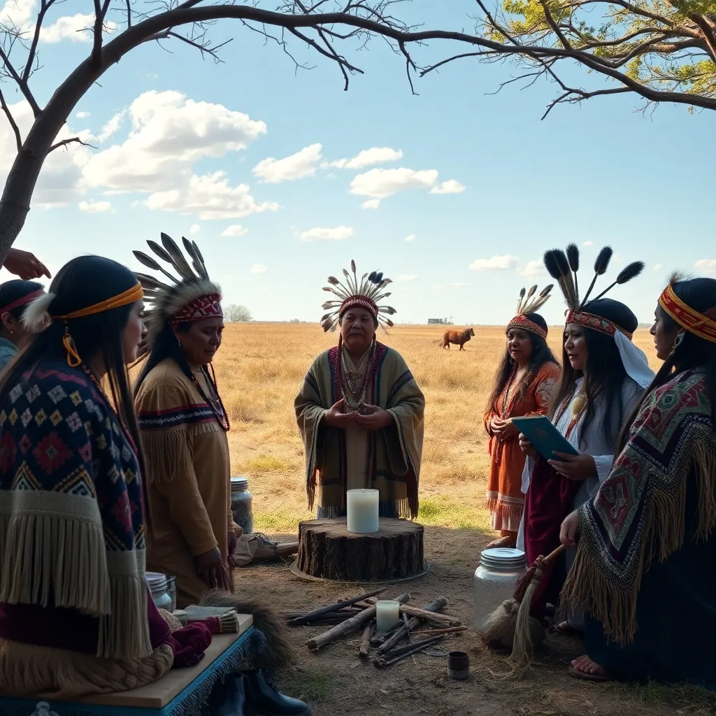 A Native American community gathering in rural Oklahoma